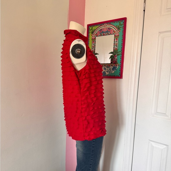 NY Collection Vibrant Red Textured Tank Top - Picture 2 of 5